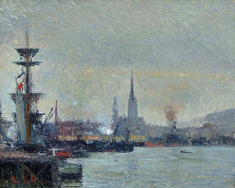 Joseph Delattre Le Port de Rouen France oil painting art